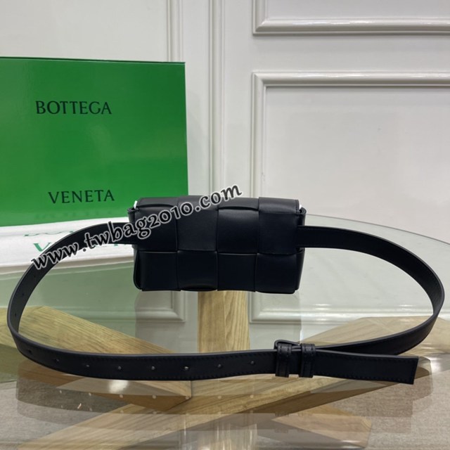 Bottega veneta高端女包 KF0015黑色 寶緹嘉CAEESTTE腰包 BV經典款手工編織手包腰包胸包斜挎包  gxz1205